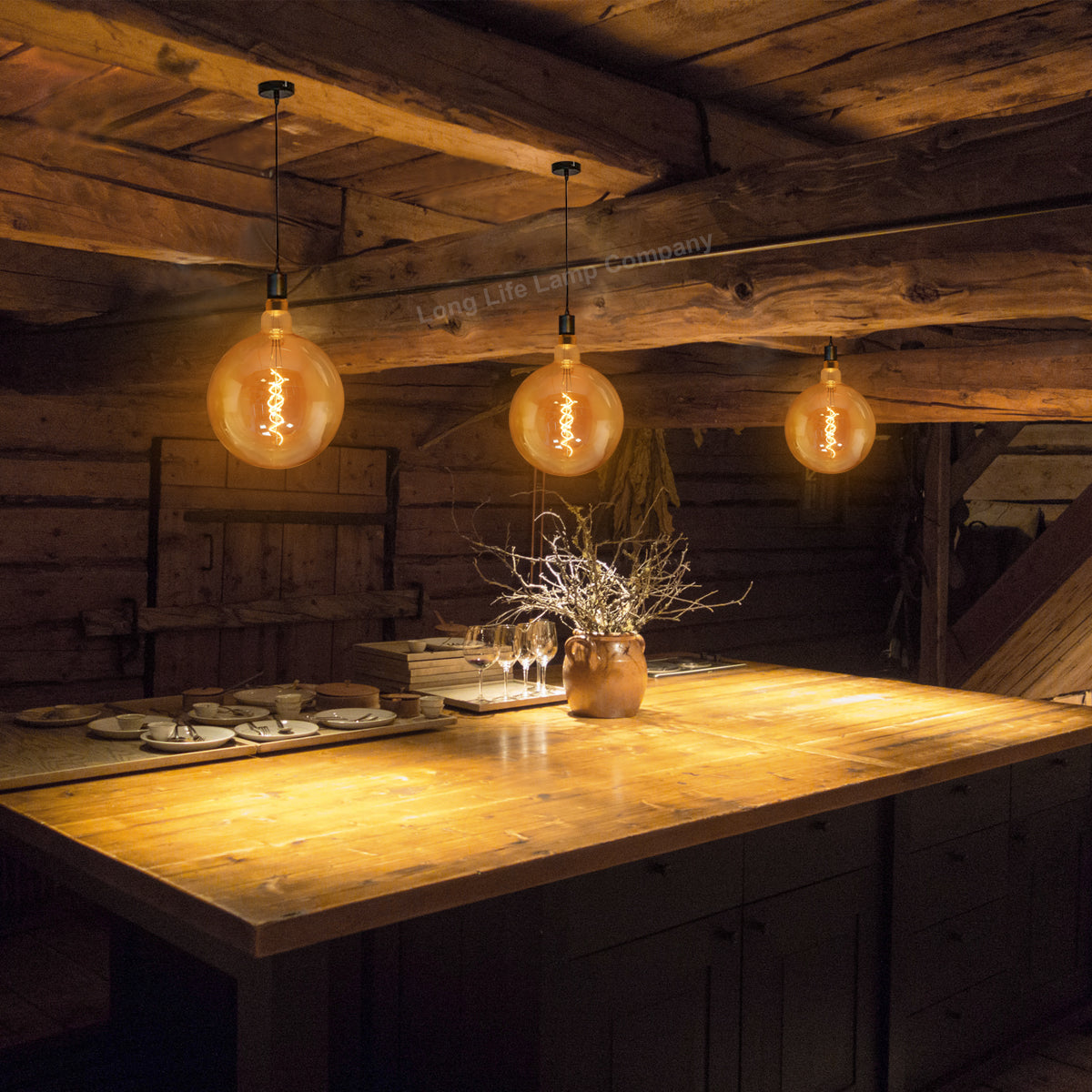 4w Industrial Vintage LED Globe E27 Amber Smoked Glass