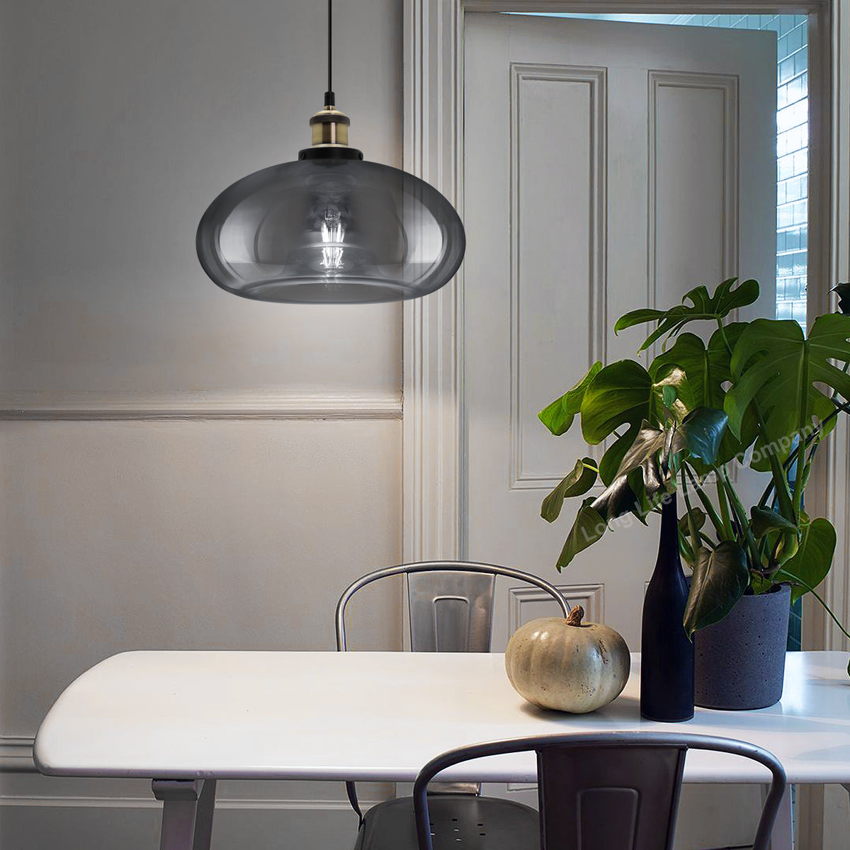 Modern Vintage Smoked Grey Glass Ceiling Pendant Light M0198