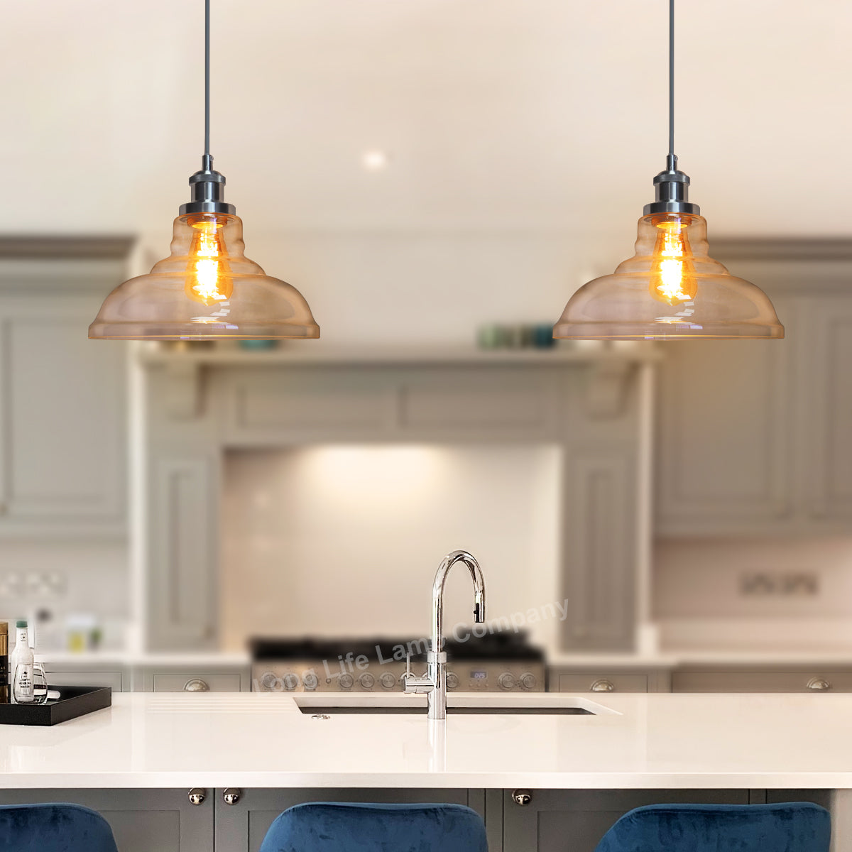 Modern Retro Ceiling Clear Glass Pendant Lamp H3021