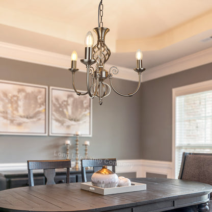 Vintage Ceiling Pendant Light Brushed Chrome Antique Hanging Chandelier Candle Lantern H3039
