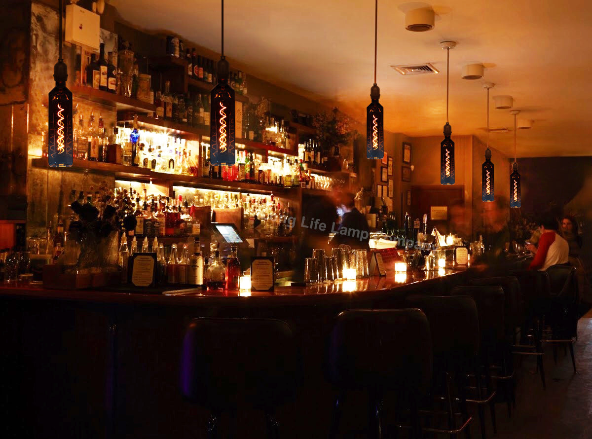 4W LED Decorative Light Bulb Whisky Bottle Blue Gradient Glass E27 Spiral Filament BLUEWHISKY