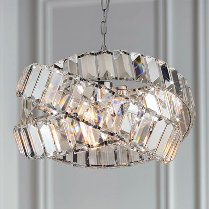 Modern Ceiling Crystal Chandelier Pendant Light Chrome Fixture Glass 3 Rings H3064