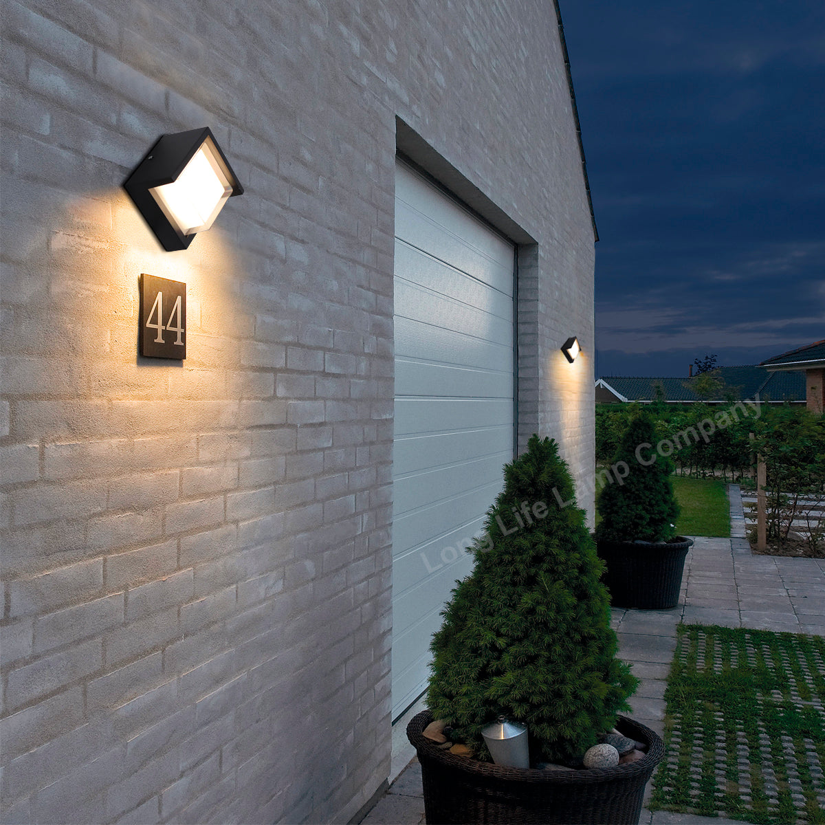 12W Outdoor Modern Square Black LED Wall Light Opal Diffuser 3000K