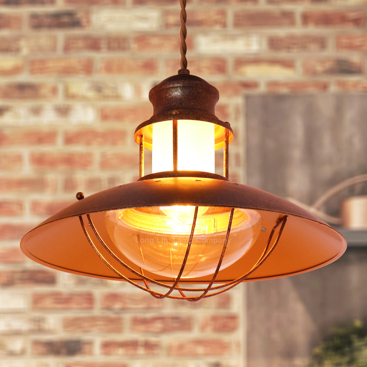 Industrial Ceiling Rustic Pendant Light Caged Lamp Shade Nautical Lantern