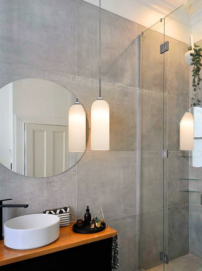 Modern White Frosted Glass Ceiling Pendant Light Tubular Lamp Shade