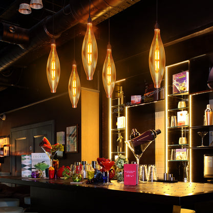 8w Tubular Antique Vintage LED E27 Smoked Glass