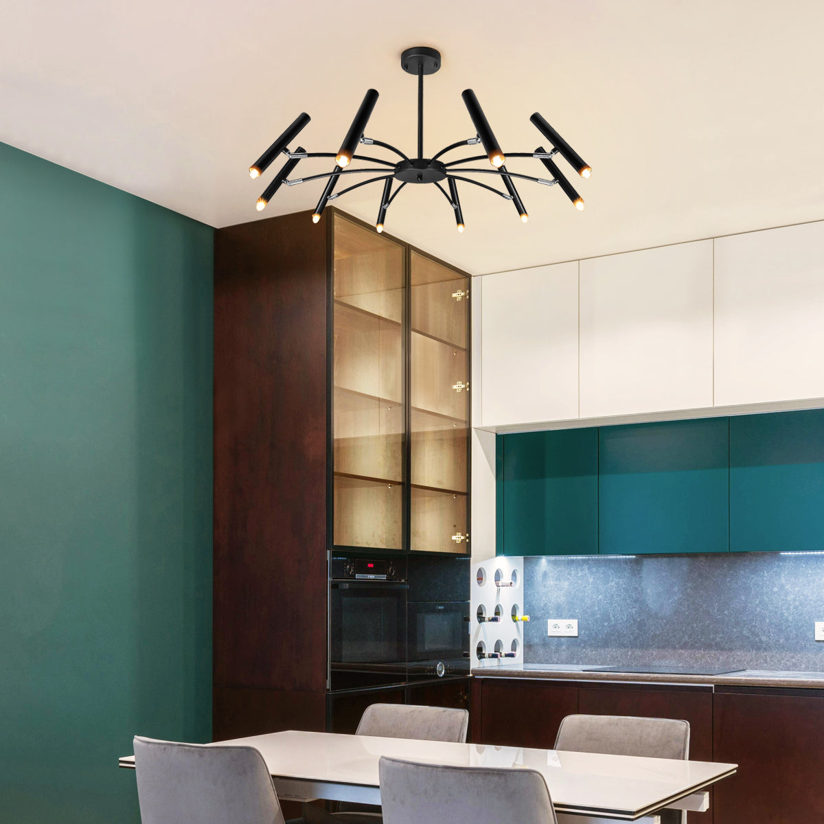 10 Lamp Ceiling Black Cluster Sputnik Pendant Light Adjustable Beam Angle With G9