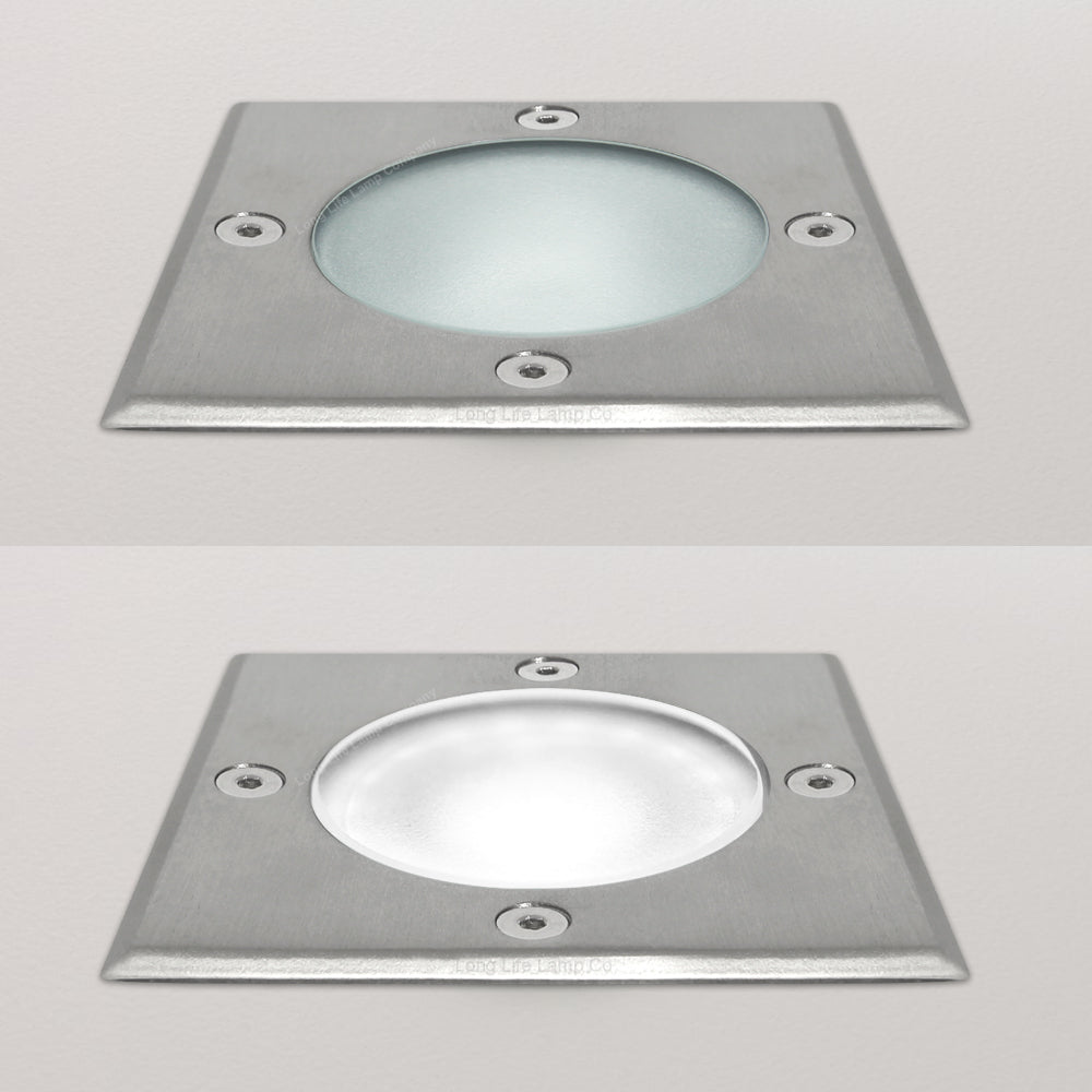 10w LED Outdoor Ground Walkover Light Square Cool White Brushed Chrome Finish GL04CW