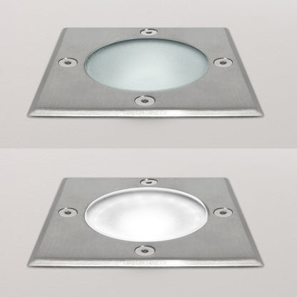 10w LED Outdoor Ground Walkover Light Square Cool White Brushed Chrome Finish GL04CW