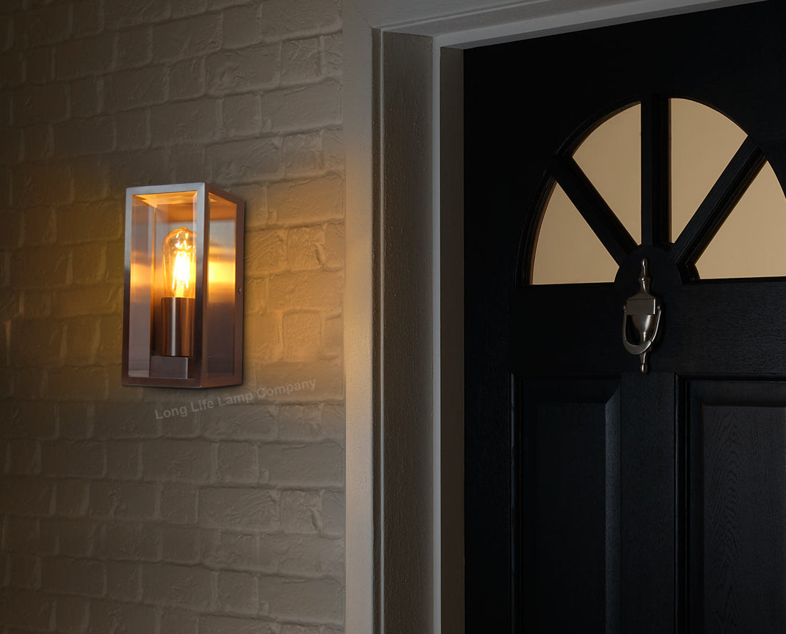 Outdoor Wall Light E27 60W Rectangular Glass Stainless Steel IP44 - Free delivery on all orders
