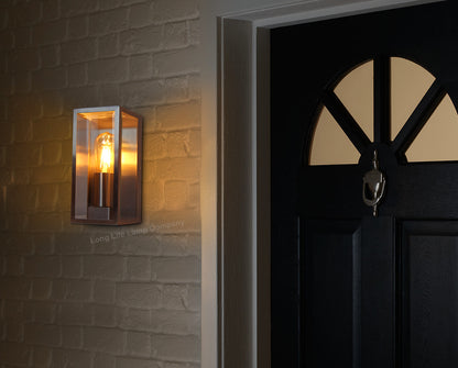 Outdoor Wall Light E27 60W Rectangular Glass Stainless Steel IP44 - Free delivery on all orders