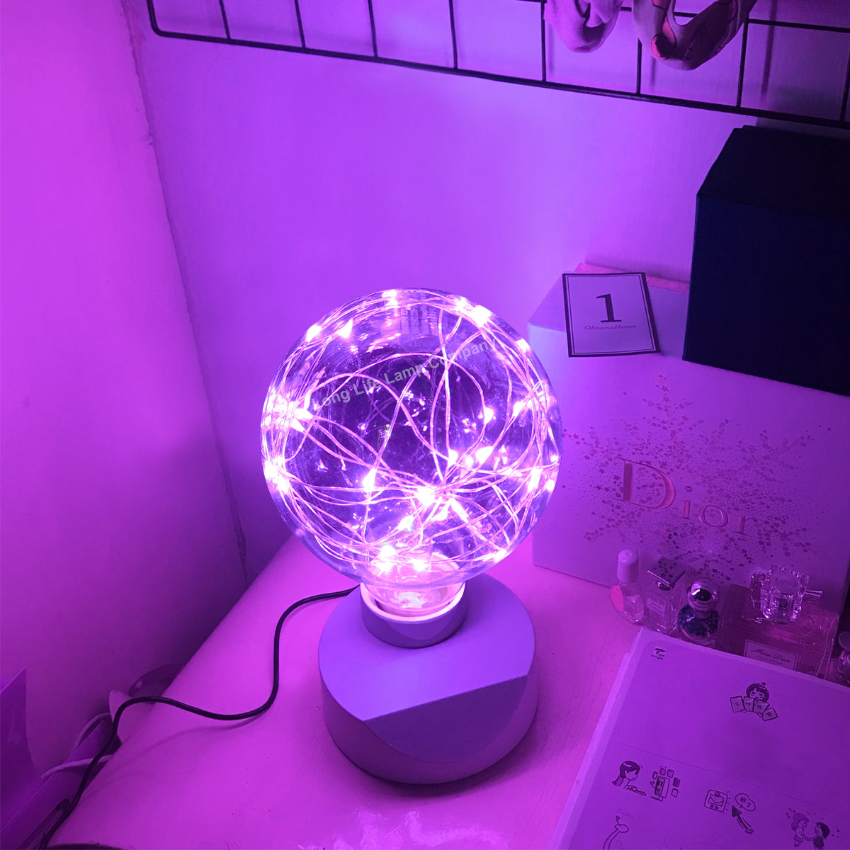 1w E27 LED Globe Decorative Light Bulb Purple G95 - Free delivery on all orders