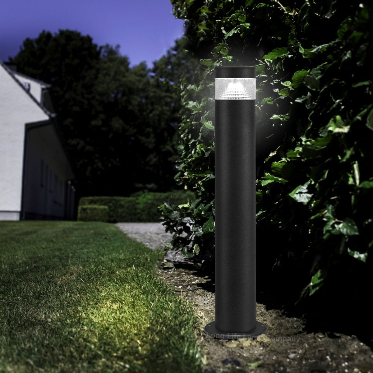3w Modern Outdoor LED Cool White Bollard Light Stainless Steel Black Finish - Free delivery on all orders
