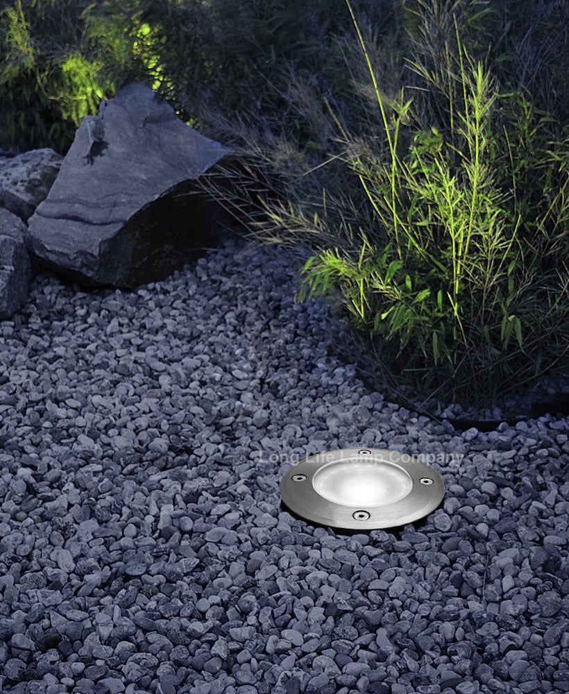 10w Outdoor Ground Walkover Light Round Cool White Brushed Chrome GL01CW