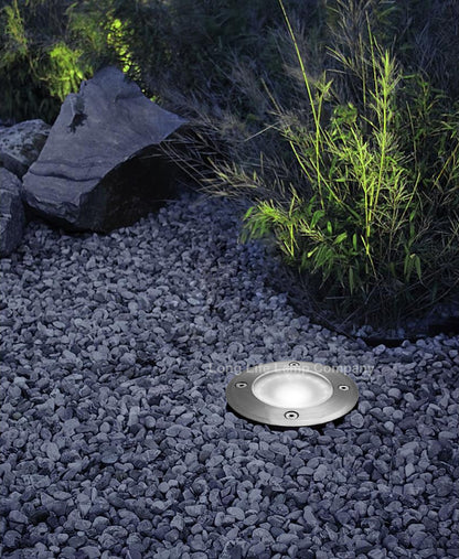 10w Outdoor Ground Walkover Light Round Cool White Brushed Chrome GL01CW