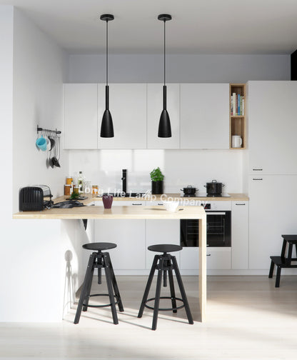 Modern Scone Ceiling Pendant Light Black Metal Slim Lampshade Contemporary M0128 with 7w E14 Candle CW - Free delivery on all orders