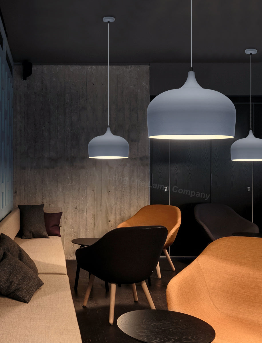 Modern Grey Pendant Light E27 60W Dome Shade - Free delivery on all orders
