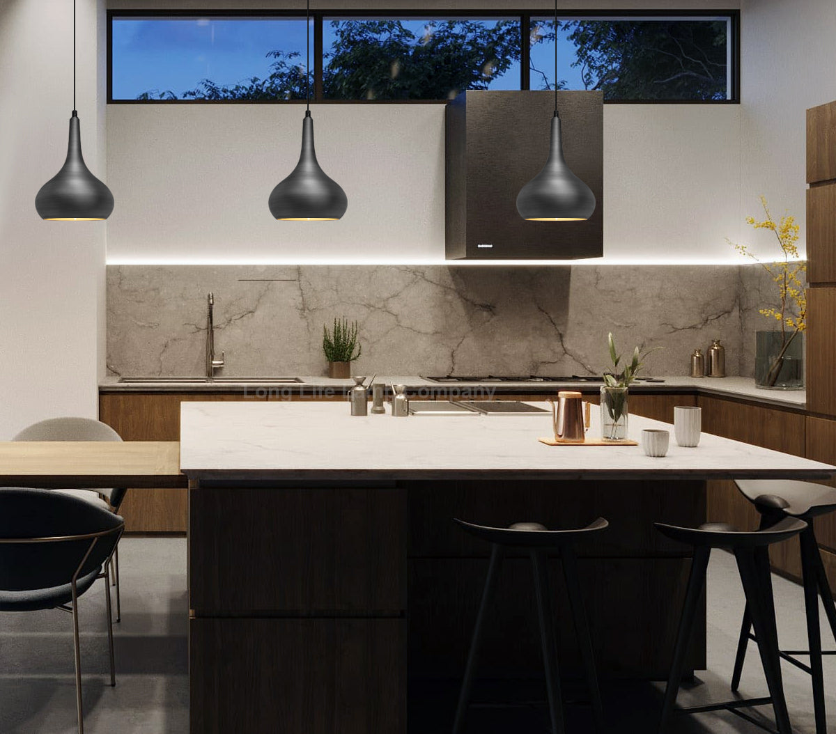 Grey Droplet Pendant Light E27 60W Pewter Metal Shade - Free delivery on all orders