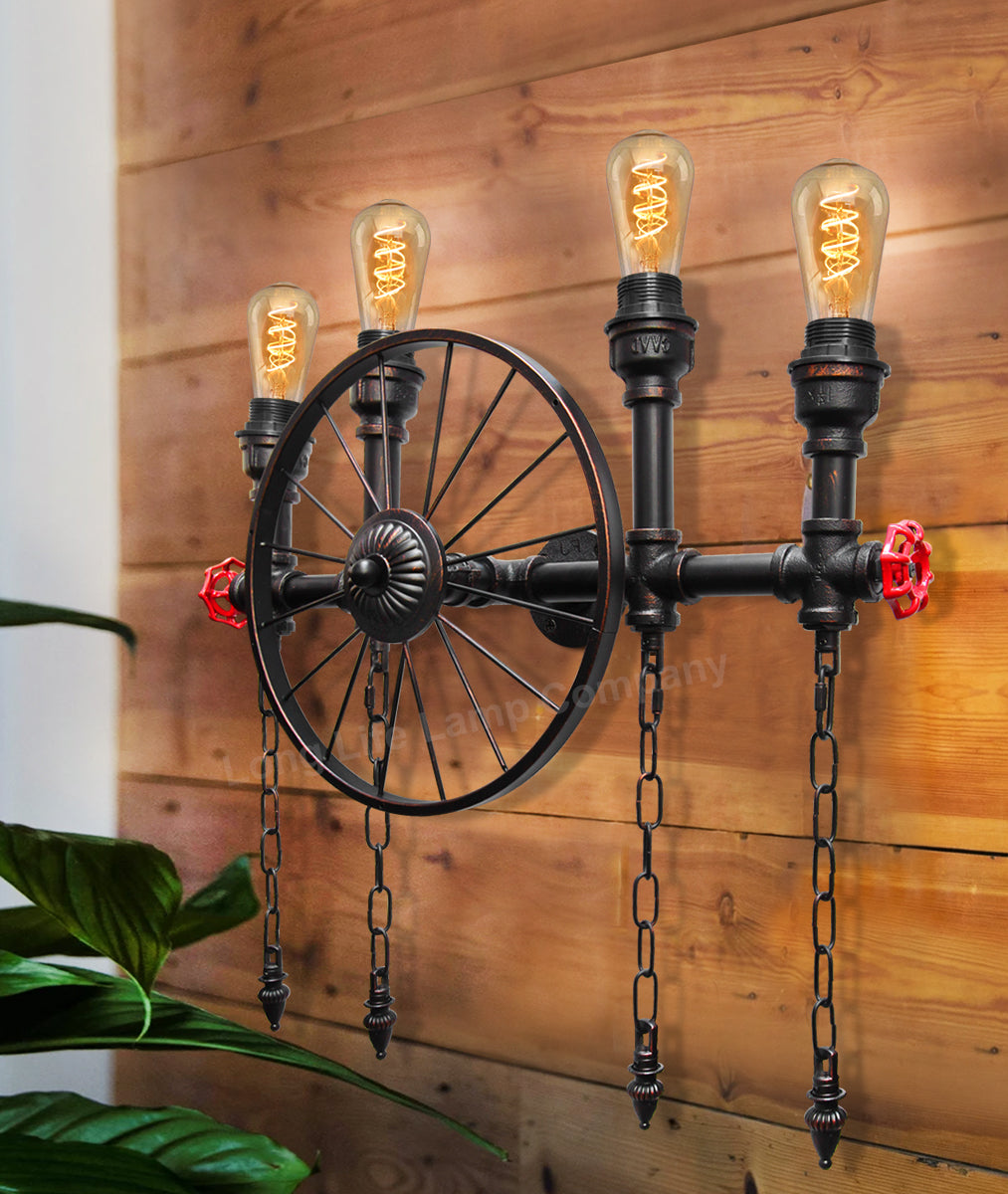 Steampunk Nautical Wheel Wall Light E27 4x60W