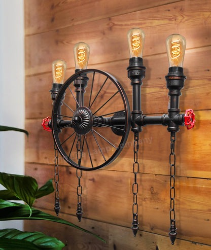 Steampunk Nautical Wheel Wall Light E27 4x60W