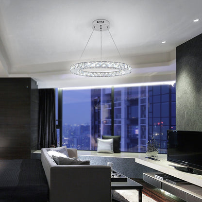 24W LED Ring Pendant Light Cool White 6000K Chrome