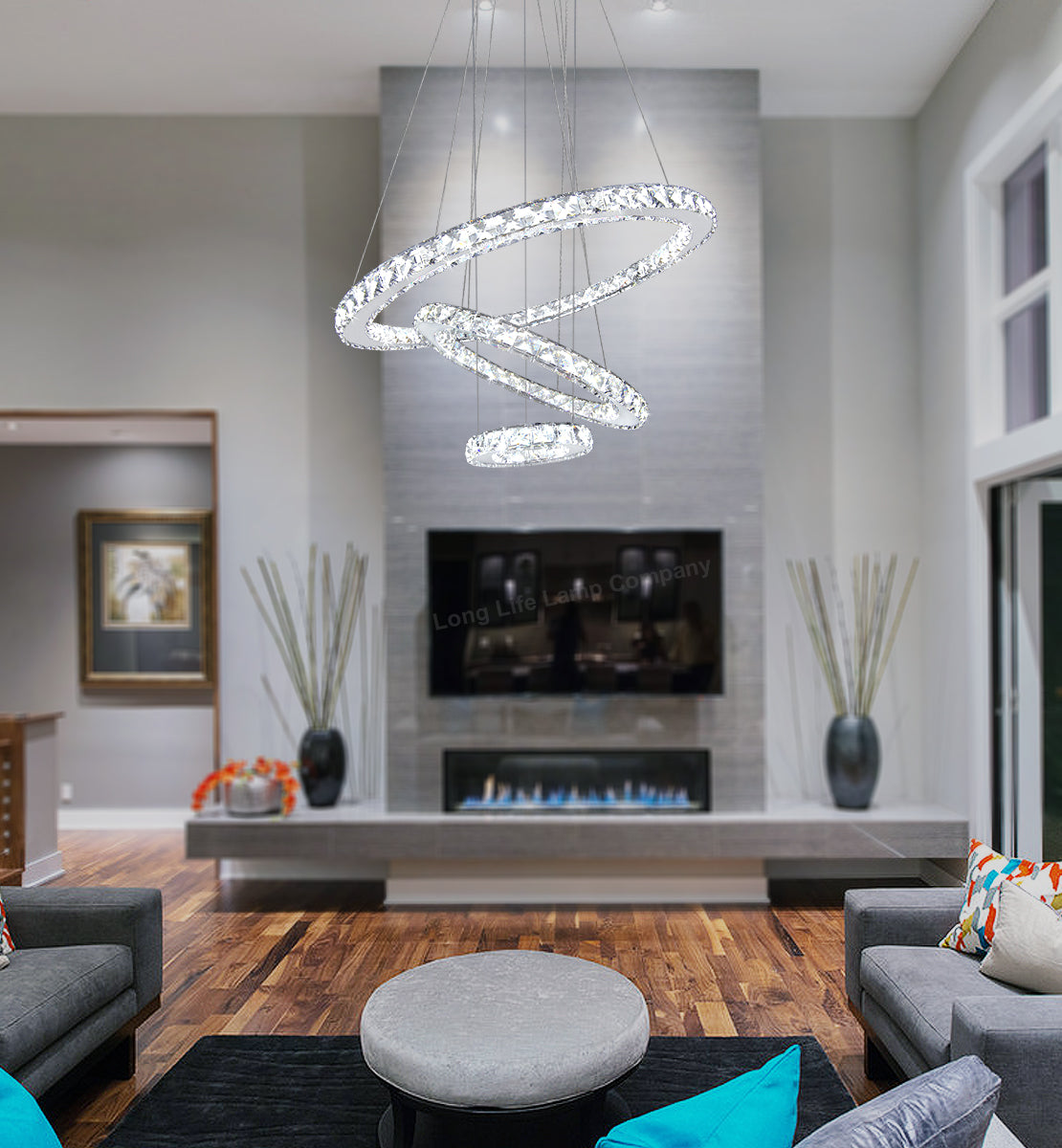Modern Round Chandelier LED Ring Pendant Ceiling Light Cool White M0172