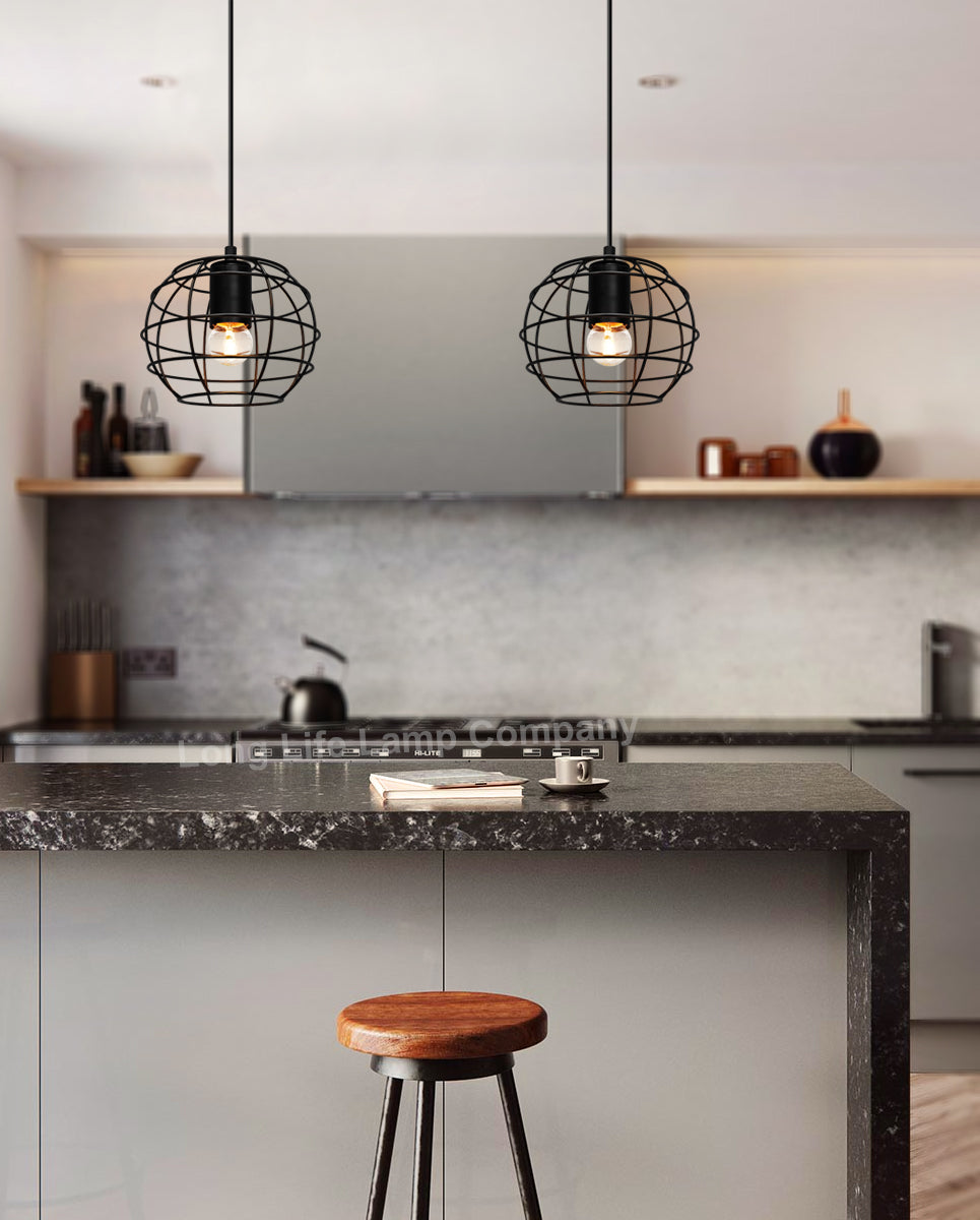 Wire Cage Globe Black Metal Pendant Light - Free delivery on all orders