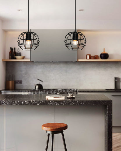 Wire Cage Globe Black Metal Pendant Light - Free delivery on all orders