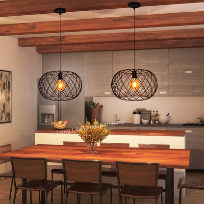 Black Metal Industrial Ceiling Wire Cage Globe Pendant Light M0183 with 4W G95 LED