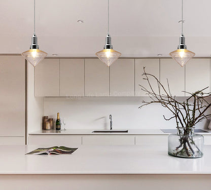 Retro Glass Diamond Shape Chrome Ceiling Pendant Light - Free delivery on all orders