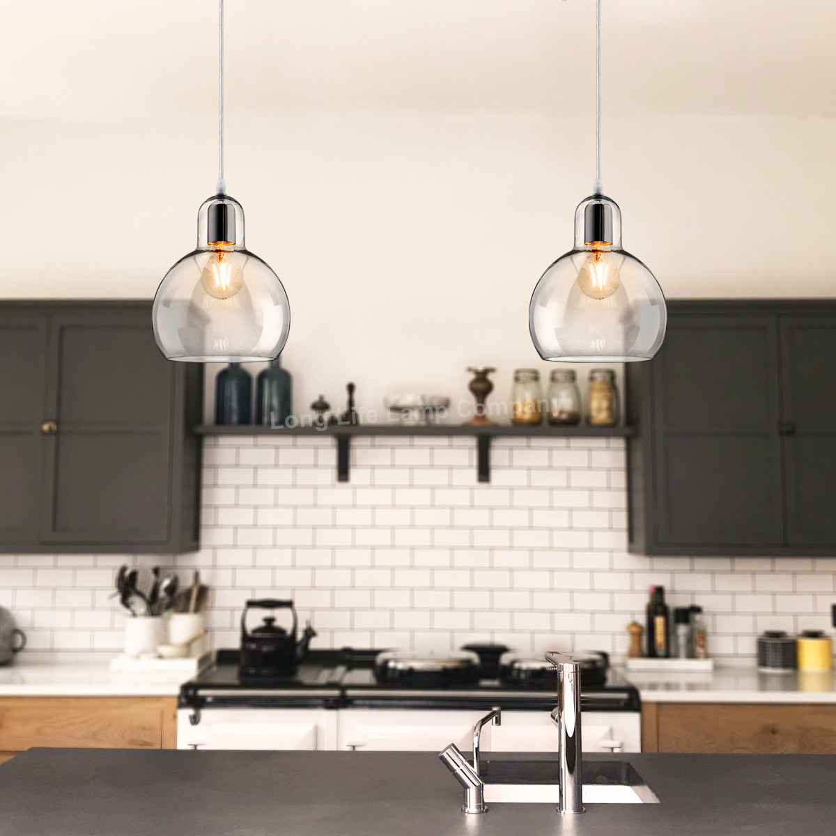 Modern Mini Globe Clear Glass Pendant Light M0185 - Free delivery on all orders