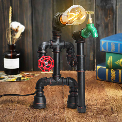 Vintage Industrial Water Pipe Table Lamp M0189P with 4W ST58
