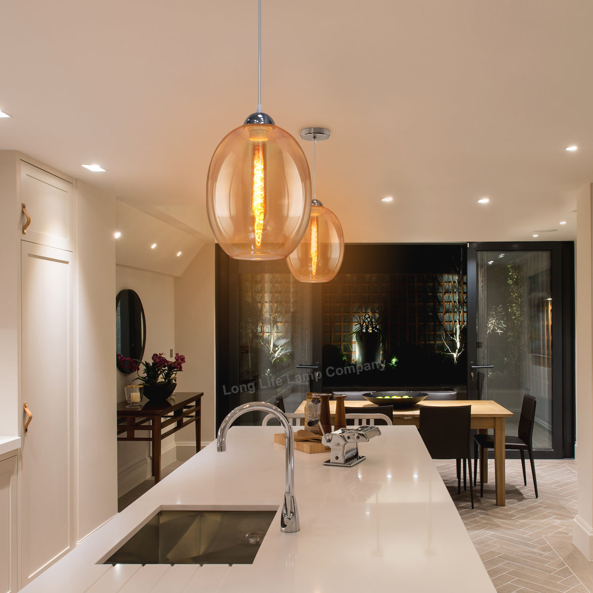 Modern Vintage Oval Glass Ceiling Pendant Light M0196 - Free delivery on all orders