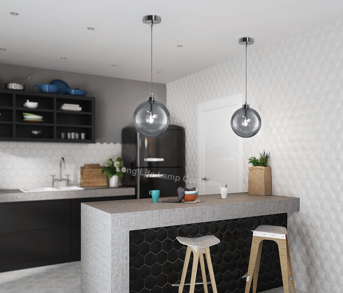 Modern Vintage Ceiling Smoked Grey Globe Pendant Light - Free delivery on all orders