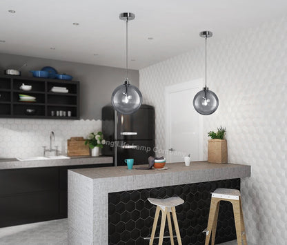 Modern Vintage Ceiling Smoked Grey Globe Pendant Light - Free delivery on all orders