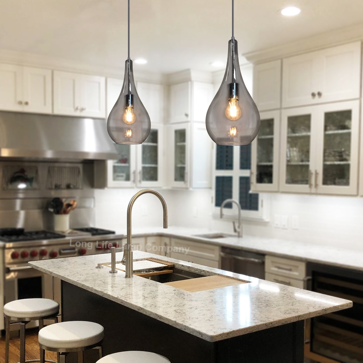 Modern Smoky Grey Glass Ceiling Pendant Light M0213