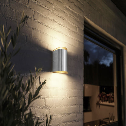 6W LED Outdoor Double Wall Light Warm White Stainless Steel IP54 - Free delivery on all orders