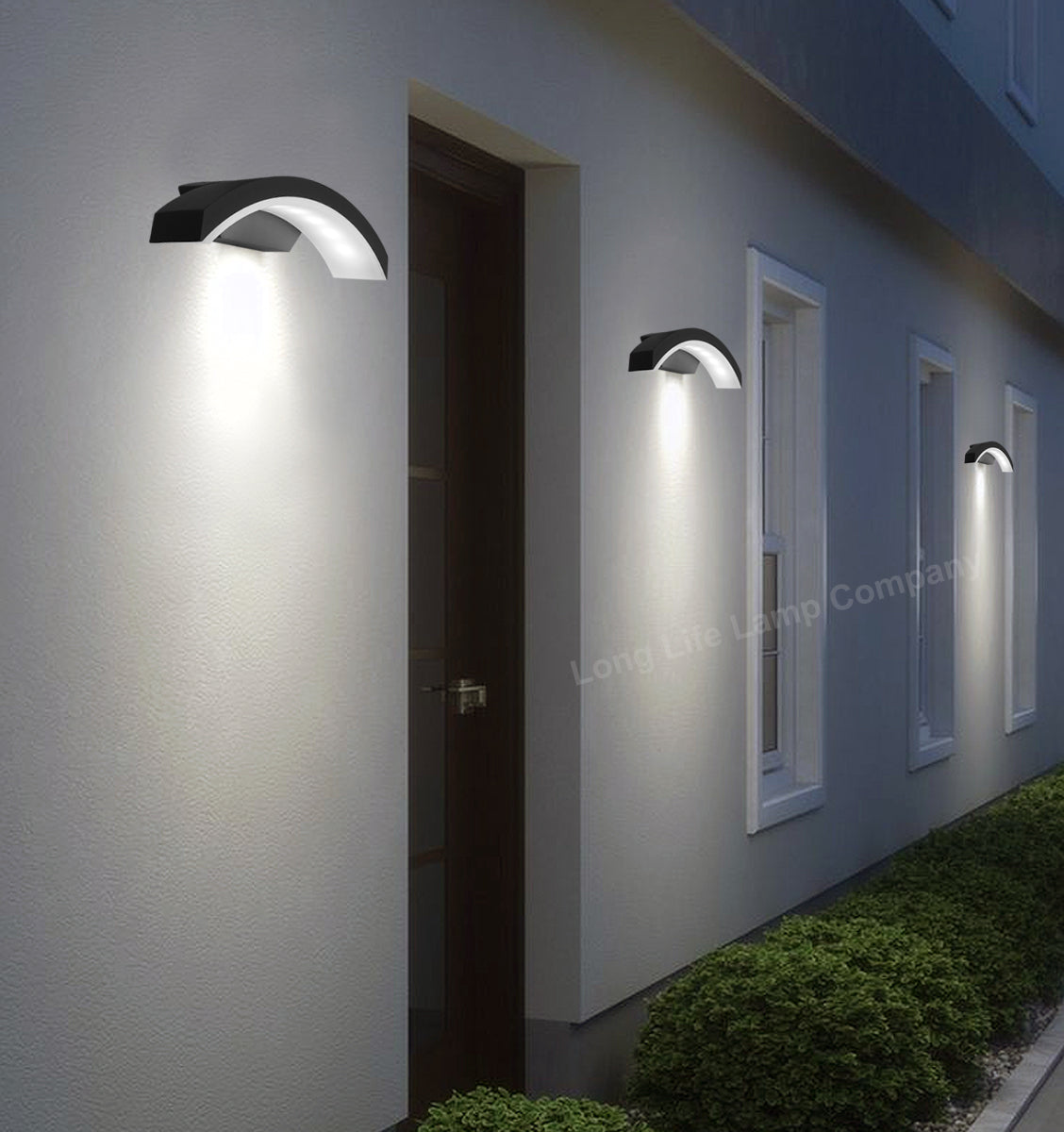 Modern Curved 7W LED Outdoor Wall Light Cool White
