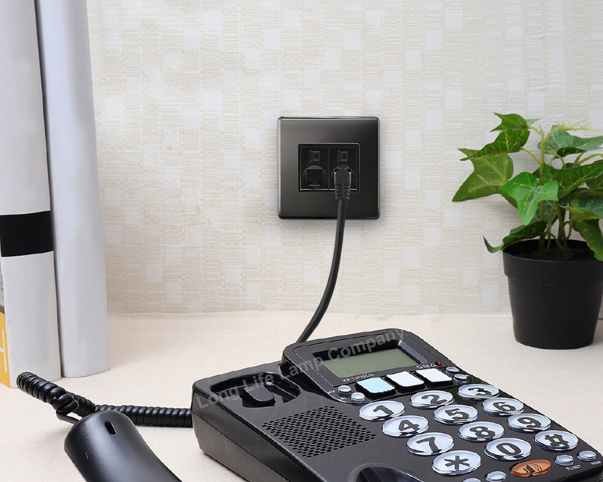 2 Gang Double Ethernet Port Data Socket CAT 5 Wall Plate Black Nickel Polished N443GME - Free delivery on all orders