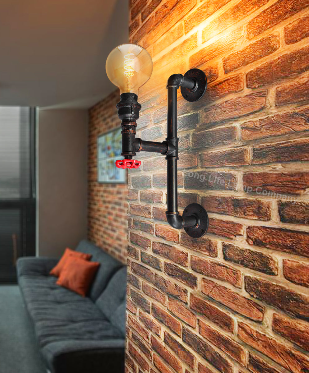 Retro Vintage Industrial Water Pipe Wall Light M0187P - Free delivery on all orders