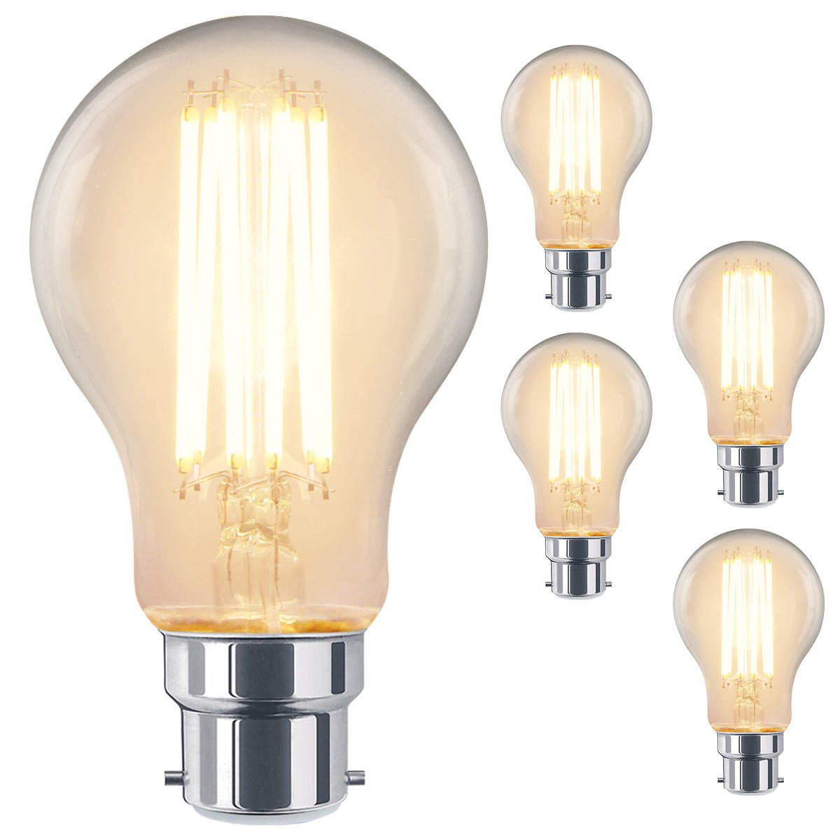 8W 10W 12W LED A60 Filament Light Bulb 3000K B22 Clear Glass 3 or 5 or 10 PACK - Energy Light Bulbs - Free delivery on all orders