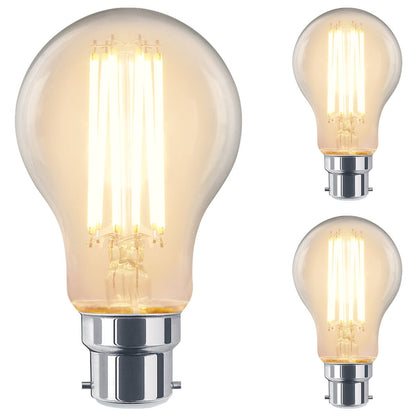 8W 10W 12W LED A60 Filament Light Bulb 3000K B22 Clear Glass 3 or 5 or 10 PACK - Energy Light Bulbs - Free delivery on all orders