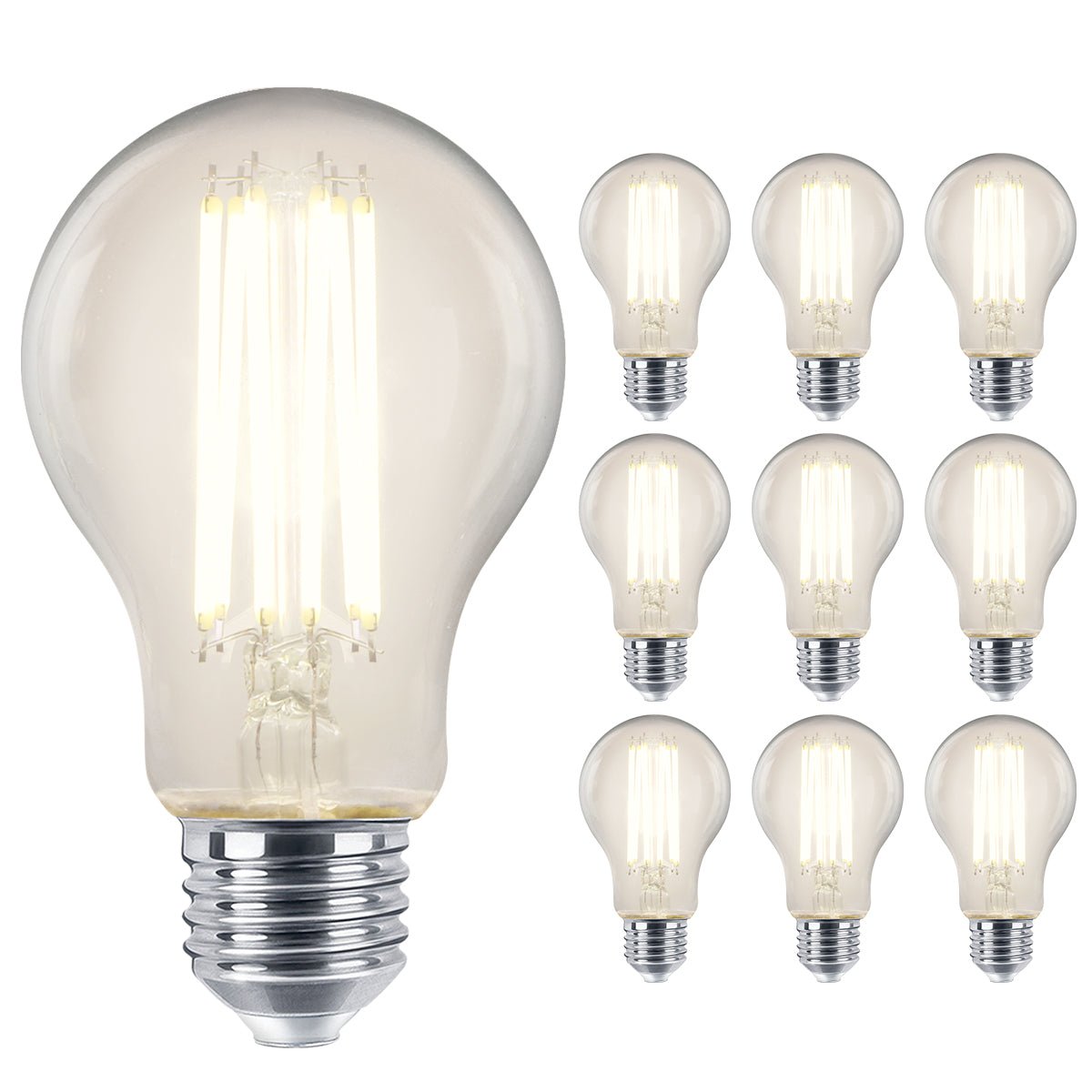 8W 10W 12W LED A60 Filament Light Bulb Dimmable 4000K E27 Clear Glass 3 or 5 or 10 PACK - Energy Light Bulbs - Free delivery on all orders
