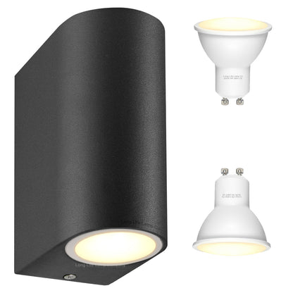 8w, 10w, 12w LED Black Up Down Wall Light GU10 IP44 Outdoor Garden Wall Light - Energy Light Bulbs - Free delivery on all orders