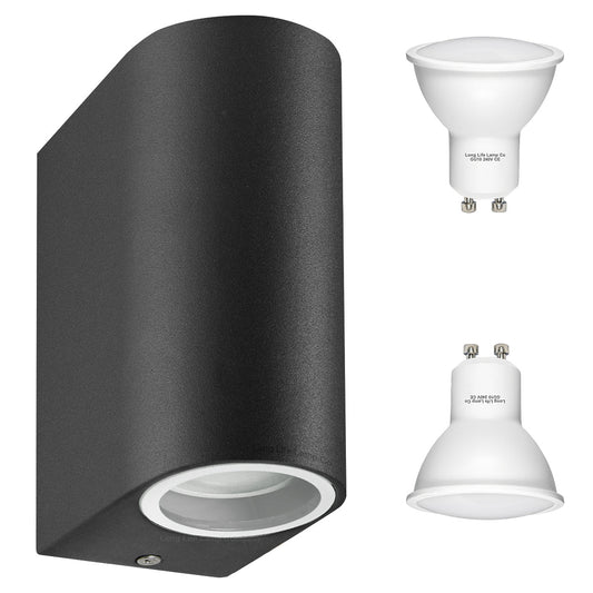 8w, 10w, 12w LED Black Up Down Wall Light GU10 IP44 Outdoor Garden Wall Light - Energy Light Bulbs - Free delivery on all orders