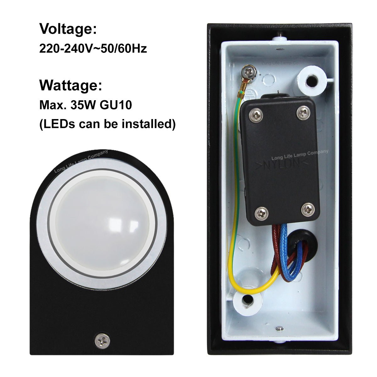 8w, 10w, 12w LED Black Up Down Wall Light GU10 IP44 Outdoor Garden Wall Light - Energy Light Bulbs - Free delivery on all orders