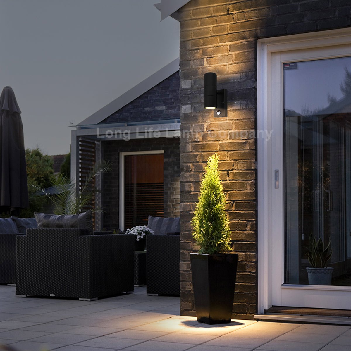 8W, 10W, 12W LED GU10 PIR Movement Sensors Outdoor Up Down Double Black Wall Light ZLC038DSEN - Free delivery on all orders