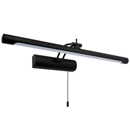 Black 8W LED bathroom mirror wall light with pull cord switch, adjustable head and 6500K cool white IP44 illumination