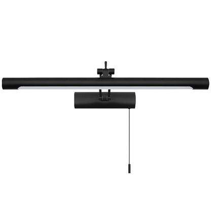 Contemporary black wall mounted mirror light with 8W LED technology, cool white 6500K output and pull cord