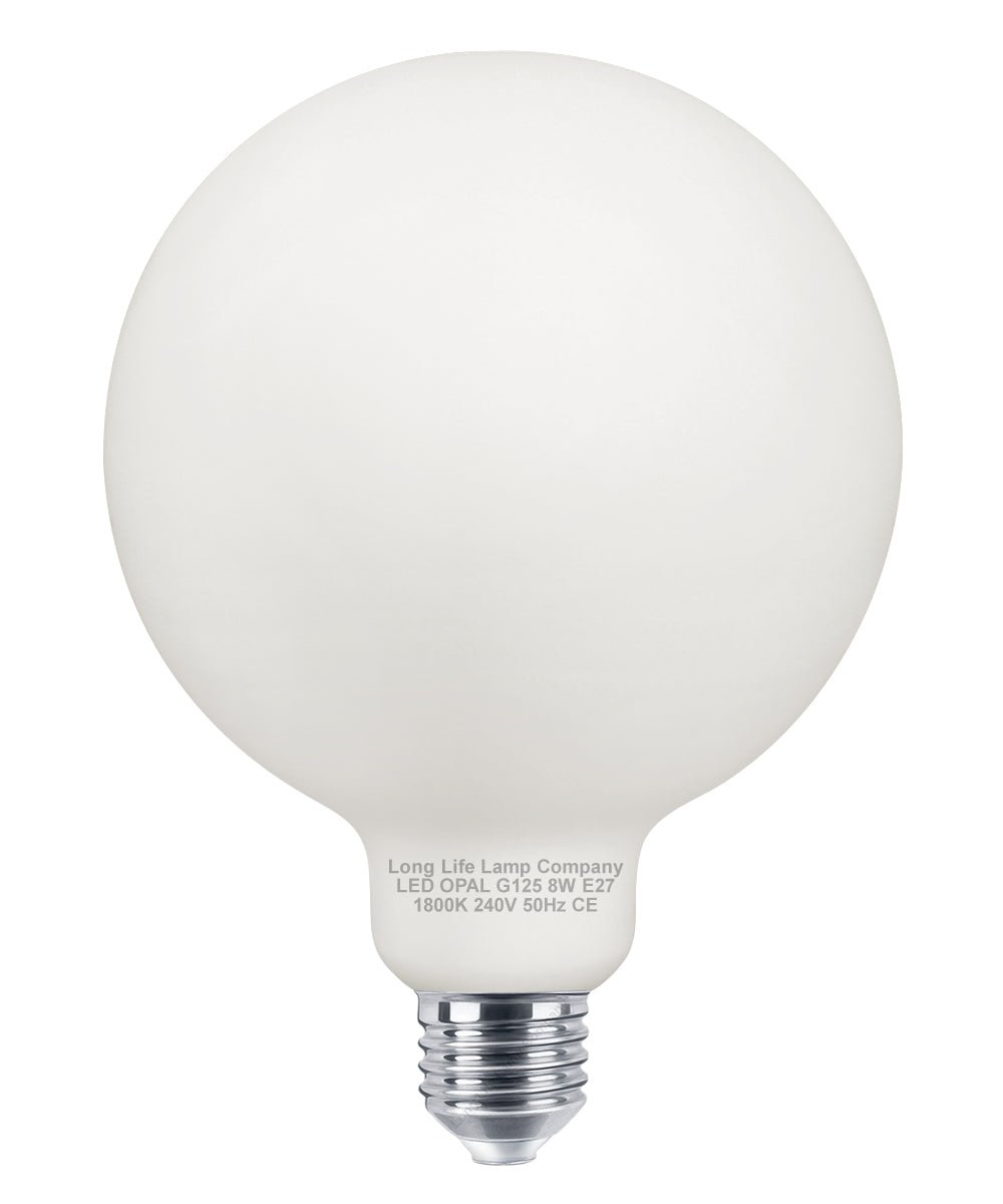 8w Decorative LED Opal G125 Globe Light Bulb E27 Edison Screw Warm White - Energy Light Bulbs - Free delivery on all orders